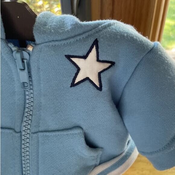 Build a Bear Blue Dance Track Suit Zipper Hoodie Shorts Blue White Stripe Star - Picture 9 of 10